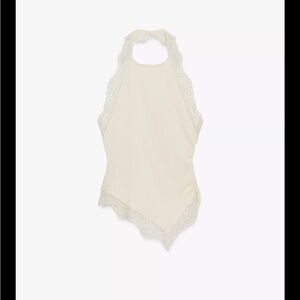 Elegant Cream Lace Halter Top